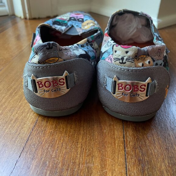 Bob’s for Cats “Party Cats” Sz 7.5 Canvas Print Memory Foam Slip on Loafers - Picture 9 of 11